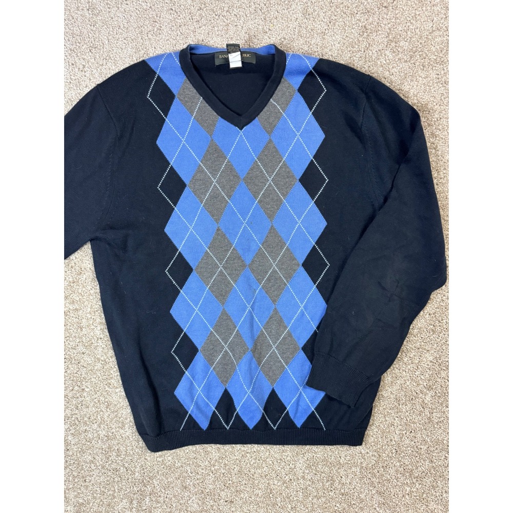 Banana Republic Mens Argyle V-Neck Sweater
